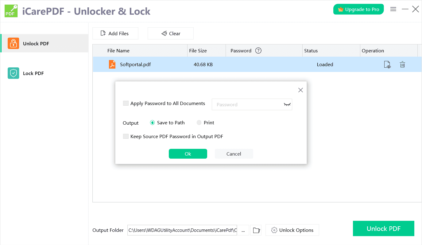 iCarePDF Unlock & Lock: Защитите ваши PDF-файлы